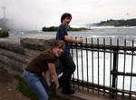I'm giving George a leg up into the river. ;)