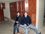 Janice and Kirsten in the Marineland men's locker room. (2005)